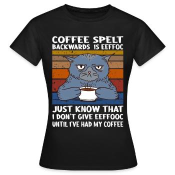 Coffee spelt backwards is eeffoc Design - Women's T-Shirt - black - Front - AI Model Female 172 dark (172cm)