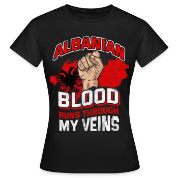 Drapeau des armoiries albanaises Albanie Kosovo Tirana - T-shirt Femme - noir - Devant - AI Model Female 172 dark (172cm)