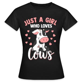 Kühe Mädchen Kuh Rind Milchkuh Bauer Cow Kälbchen - Frauen T-Shirt - Schwarz - Vorne - AI Model Female 172 dark (172cm)