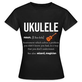 ukulélé - T-shirt Femme - noir - Devant - AI Model Female 172 dark (172cm)