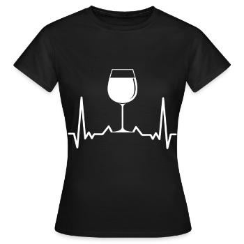 Vin battement de coeur verre à vin vin blanc vin rouge - T-shirt Femme - noir - Devant - AI Model Female 172 dark (172cm)