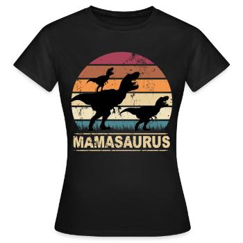 Dinosaurier Mamasaurus Zwillinge zum Muttertag - Frauen T-Shirt - Schwarz - Vorne - AI Model Female 172 dark (172cm)