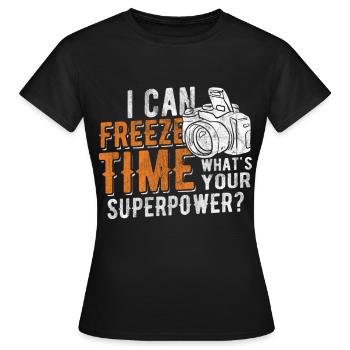 Fotograf Digitalkamera Fotoapparat Spiegelreflex - Frauen T-Shirt - Schwarz - Vorne - AI Model Female 172 dark (172cm)