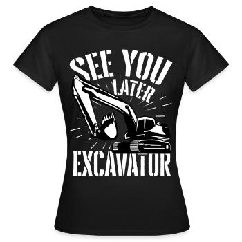 Excavator road construction - Women's T-Shirt - black - Front - AI Model Female 172 dark (172cm)