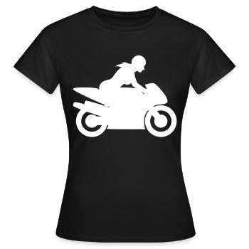 Motorradfahrerin Bikerin - Frauen T-Shirt - Schwarz - Vorne - AI Model Female 172 dark (172cm)