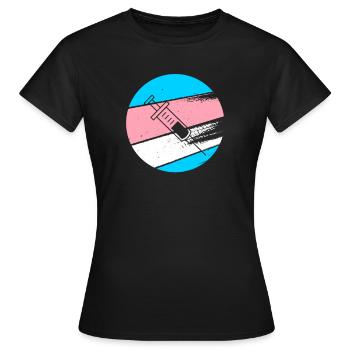 Chemise-cadeau de testostérone transgenre Happy T Day - T-shirt Femme - noir - Devant - AI Model Female 172 dark (172cm)