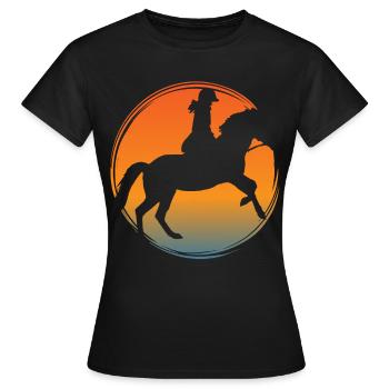 Chevaux montés dans des écuries avec cavalier - T-shirt Femme - noir - Devant - AI Model Female 172 dark (172cm)