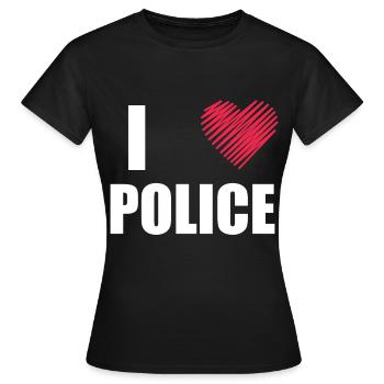 police - T-shirt Femme - noir - Devant - AI Model Female 172 dark (172cm)