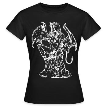 Dämon Satan Teufelin Teufel Hölle Teufelsweib Dark - Frauen T-Shirt - Schwarz - Vorne - AI Model Female 172 dark (172cm)