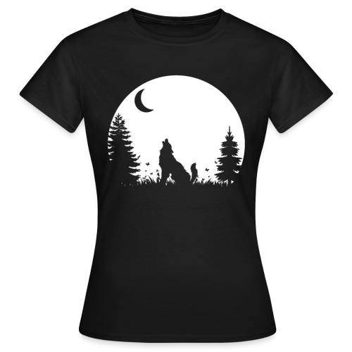 Wolf Wald Wildnis Natur Mond Geschenk - Frauen T-Shirt