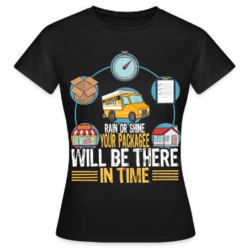 Paketzusteller Paket Paketbote Paketbotin Kurier - Frauen T-Shirt - Schwarz - Vorne - AI Model Female 172 dark (172cm)