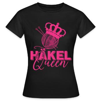 Häkel Queen Garn Stricknadel Handarbeit - Frauen T-Shirt - Schwarz - Vorne - AI Model Female 172 dark (172cm)