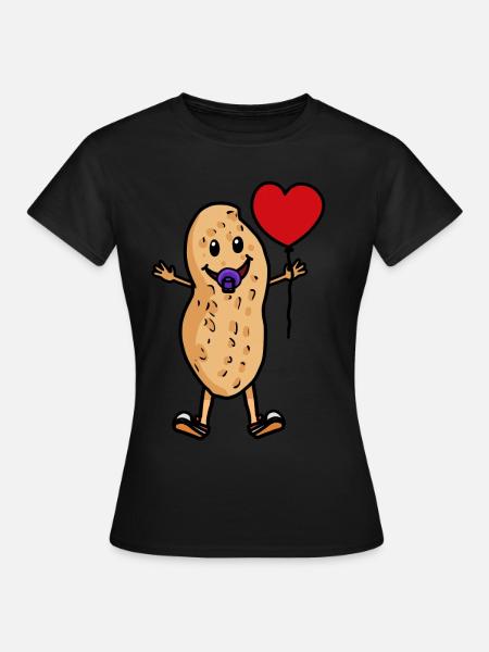 Bébé Peanut Ballon Coeur Enfants Naissance Hourra - T-shirt Femme - noir
