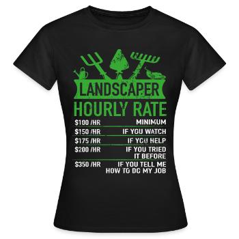 Paysagiste - Jardinier Salaire horaire Drôle - T-shirt Femme - noir - Devant - AI Model Female 172 dark (172cm)