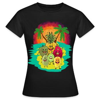 Fruits du sud de la mer du Sud Fruits Fantasy Vitamines - T-shirt Femme - noir - Devant - AI Model Female 172 dark (172cm)