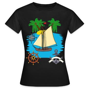 Voilier maritime mer Caraïbes Mer du Sud marine voile - T-shirt Femme - noir - Devant - AI Model Female 172 dark (172cm)