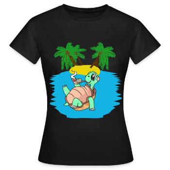 Tortue, Île, Jeune, Caraïbes, Mers du Sud, Été - T-shirt Femme - noir - Devant - AI Model Female 172 dark (172cm)