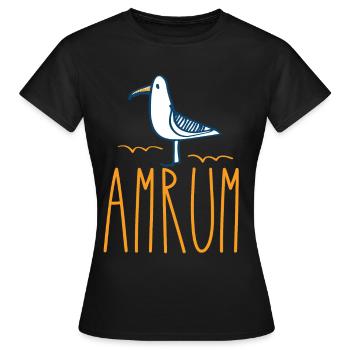 Amrum Möwe Moin mer des Wadden île - T-shirt Femme - noir - Devant - AI Model Female 172 dark (172cm)