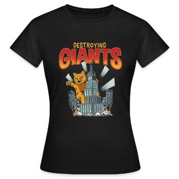 Destroying giant, a city-destroying monster cat - Women's T-Shirt - black - Front - AI Model Female 172 dark (172cm)