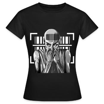Tenue punk à barres - Enregistré dans le système - T-shirt Femme - noir - Devant - AI Model Female 172 dark (172cm)