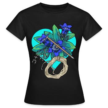 Coeur Gentiane Outdoor Alpinisme Montagnes Escalade - T-shirt Femme - noir - Devant - AI Model Female 172 dark (172cm)