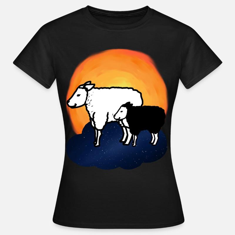 Sternenhimmel Schafe Schaf Lamm himmlisch - Frauen T-Shirt - Schwarz