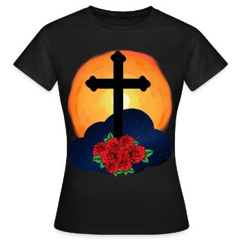 sterben Tod Kreuz Auferstehung Jenseits Jesus - Frauen T-Shirt - Schwarz - Vorne - AI Model Female 172 dark (172cm)