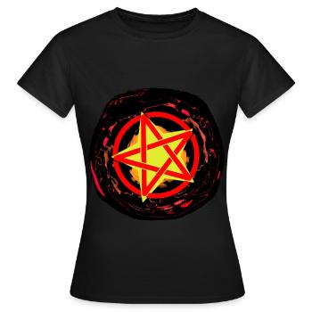 Satan Teufel Pentagramm Hölle Tod Ritual Okkult - Frauen T-Shirt - Schwarz - Vorne - AI Model Female 172 dark (172cm)