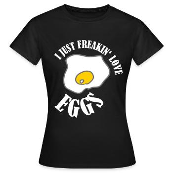 Ei Gelb lustiges Geschenk Eigelb Eier Spiegelei - Frauen T-Shirt - Schwarz - Vorne - AI Model Female 172 dark (172cm)
