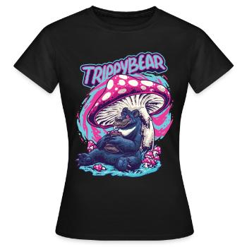 Magic Mushrooms Psychédélique Funny Trippybear - T-shirt Femme - noir - Devant - AI Model Female 172 dark (172cm)