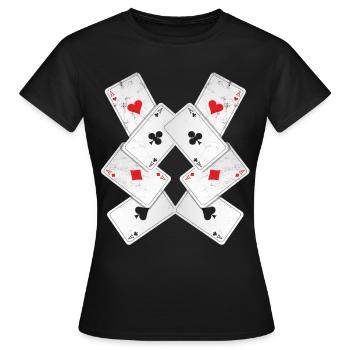 Poker Blackjack Cartes Royal Flush Gambling Casino - T-shirt Femme - noir - Devant - AI Model Female 172 dark (172cm)