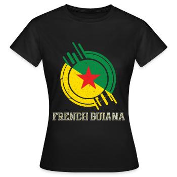 Französisch-Guayana Runder Schild Landesfarben - Frauen T-Shirt - Schwarz - Vorne - AI Model Female 172 dark (172cm)