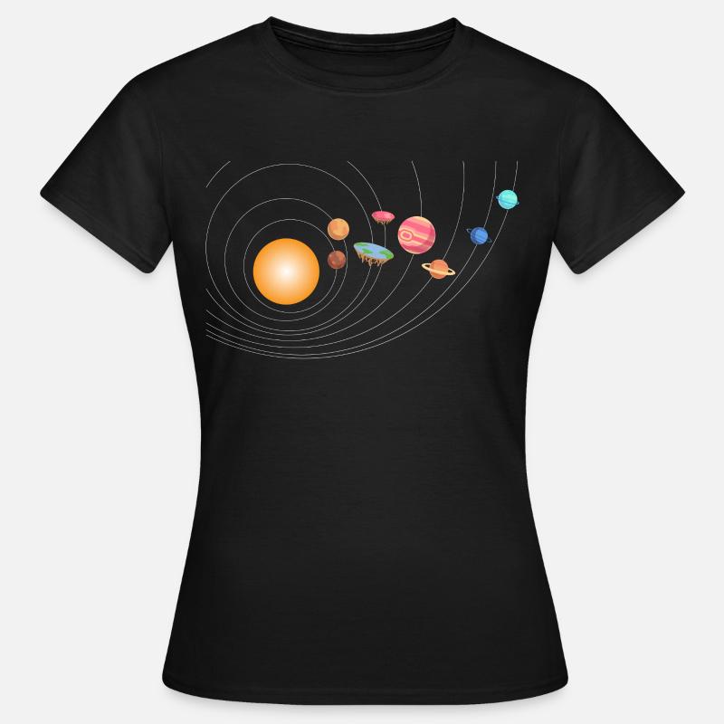 Outer Space Funny Flat Earth Science Planets - T-shirt Femme - noir