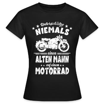Alten Mann auf einem Motorrad - Motorradfahrer - Frauen T-Shirt - Schwarz - Vorne - AI Model Female 172 dark (172cm)