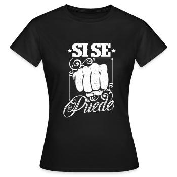Si se puede-yes we can chicano style, Latinos can - T-shirt Femme - noir - Devant - AI Model Female 172 dark (172cm)