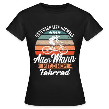 alten Mann Fahrrad fahren - Frauen T-Shirt - Schwarz - Vorne - AI Model Female 172 dark (172cm)