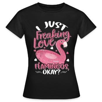 Flamingo - Frauen T-Shirt - Schwarz - Vorne - AI Model Female 172 dark (172cm)