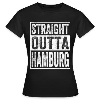 Straight Outta Hamburg Hafen Hansestadt cadeau - T-shirt Femme - noir - Devant - AI Model Female 172 dark (172cm)