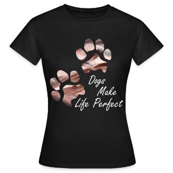 Empreintes de pattes pattes pattes chien chien - T-shirt Femme - noir - Devant - AI Model Female 172 dark (172cm)