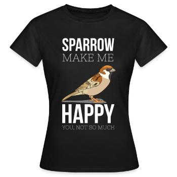 Oiseaux Oiseaux Oiseaux Oiseaux Oiseaux Moineaux - T-shirt Femme - noir - Devant - AI Model Female 172 dark (172cm)