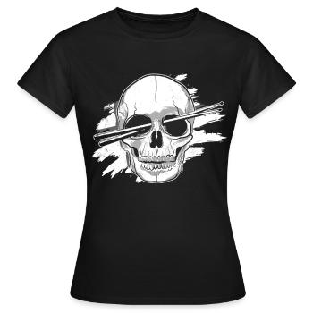 Schlagzeuger Tshirt für Drummer Musiker Rock Bass - Frauen T-Shirt - Schwarz - Vorne - AI Model Female 172 dark (172cm)