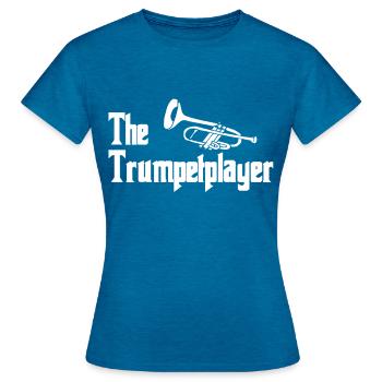 Trompete - Frauen T-Shirt - Antikblaues Saphir meliert - Vorne - AI Model Female 172 dark (172cm)