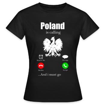 Pologne - T-shirt Femme - noir - Devant - AI Model Female 172 dark (172cm)