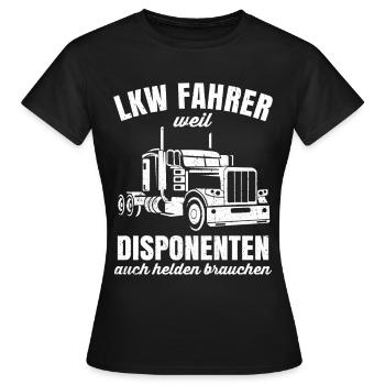 LKW Fahrer Tshirt Fahrer Sattelzug Spedition Last - Frauen T-Shirt - Schwarz - Vorne - AI Model Female 172 dark (172cm)
