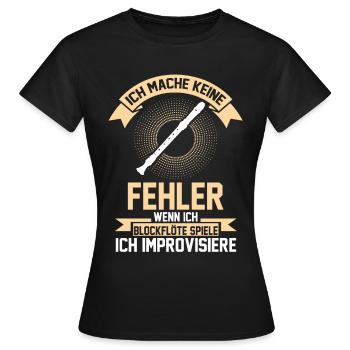 Blockflöte Flöte Orchester Musikverein - Frauen T-Shirt - Schwarz - Vorne - AI Model Female 172 dark (172cm)