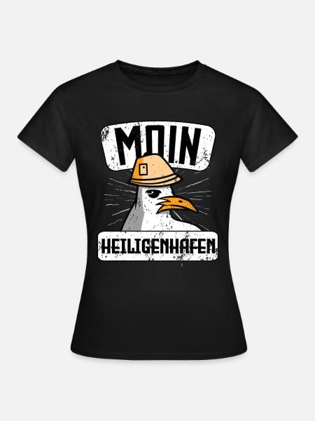 Moin Heiligenhafen Möwe Souvenir - Frauen T-Shirt - Schwarz