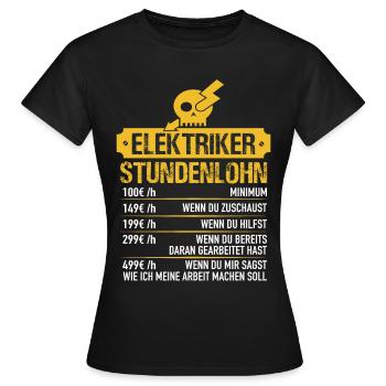 Électriciens Salaire horaire - T-shirt Femme - noir - Devant - AI Model Female 172 dark (172cm)