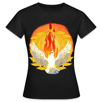 Colombe de la Paix Flamme Colombe Guerre Désarmement Oiseau - T-shirt Femme - noir - Devant - AI Model Female 172 dark (172cm)