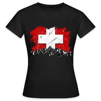 Suisse Drapeau Zurich Bern Alpen Suisse - T-shirt Femme - noir - Devant - AI Model Female 172 dark (172cm)