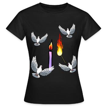 Candle Mourning Doves of Peace Doves Mourning Death God - Women's T-Shirt - black - Front - AI Model Female 172 dark (172cm)